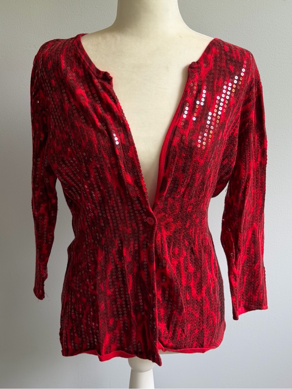 NWOT - NY & Company Leopard Sequin Cardigan Top Women’s Size XL